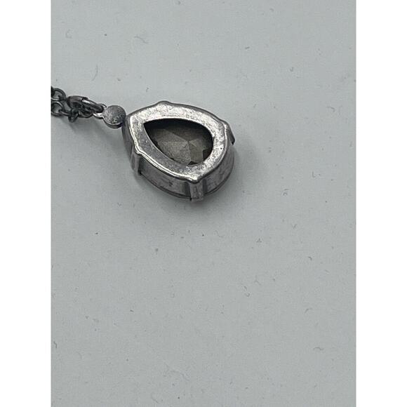 Catherine Popesco Silver Tone Large Teardrop Faceted Swarovski Crystal Necklace - Picture 12 of 14